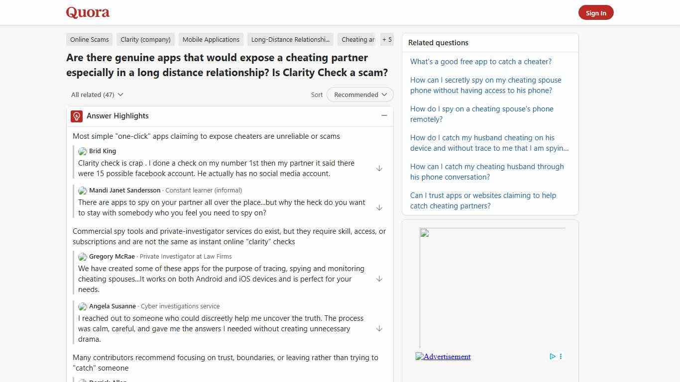 Are there genuine apps that would expose a cheating partner especially in a long distance relationship? Is Clarity Check a scam? - Quora