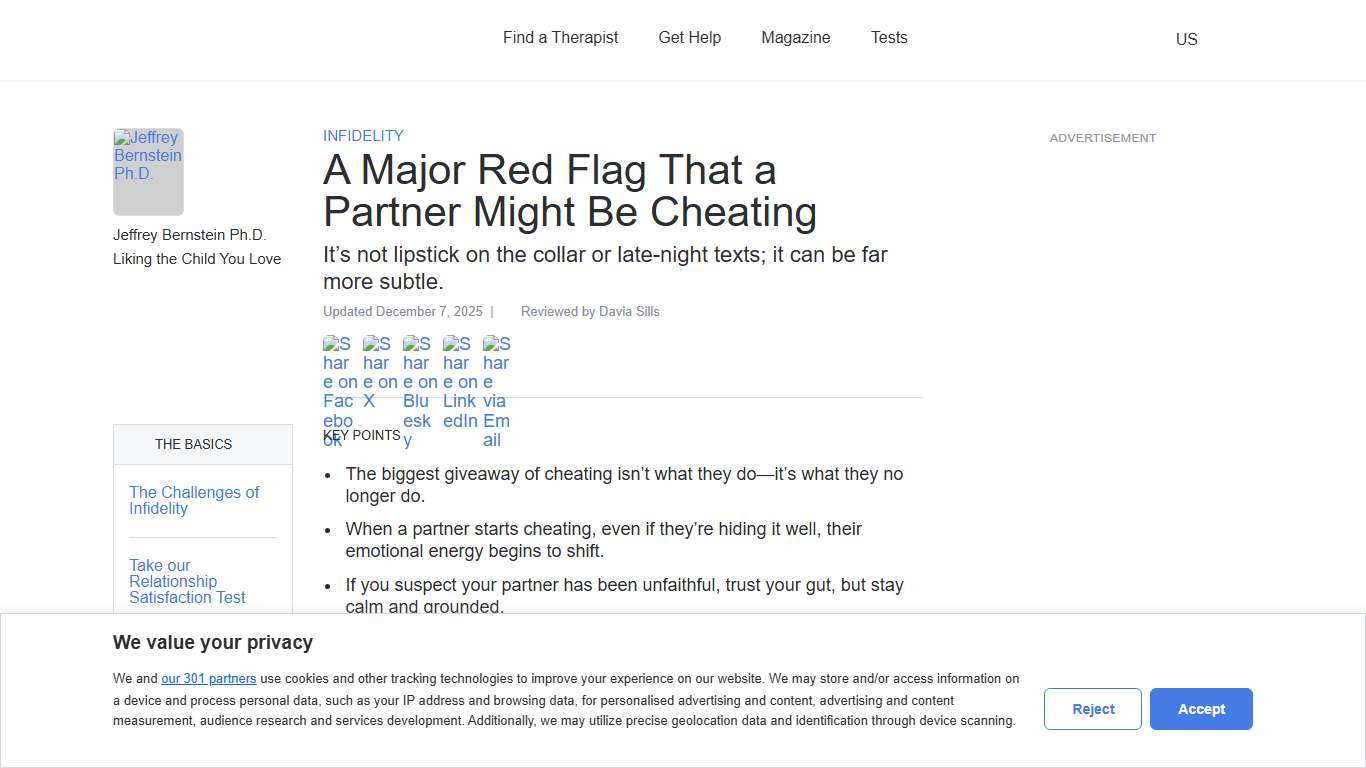A Major Red Flag That a Partner Might Be Cheating Psychology Today